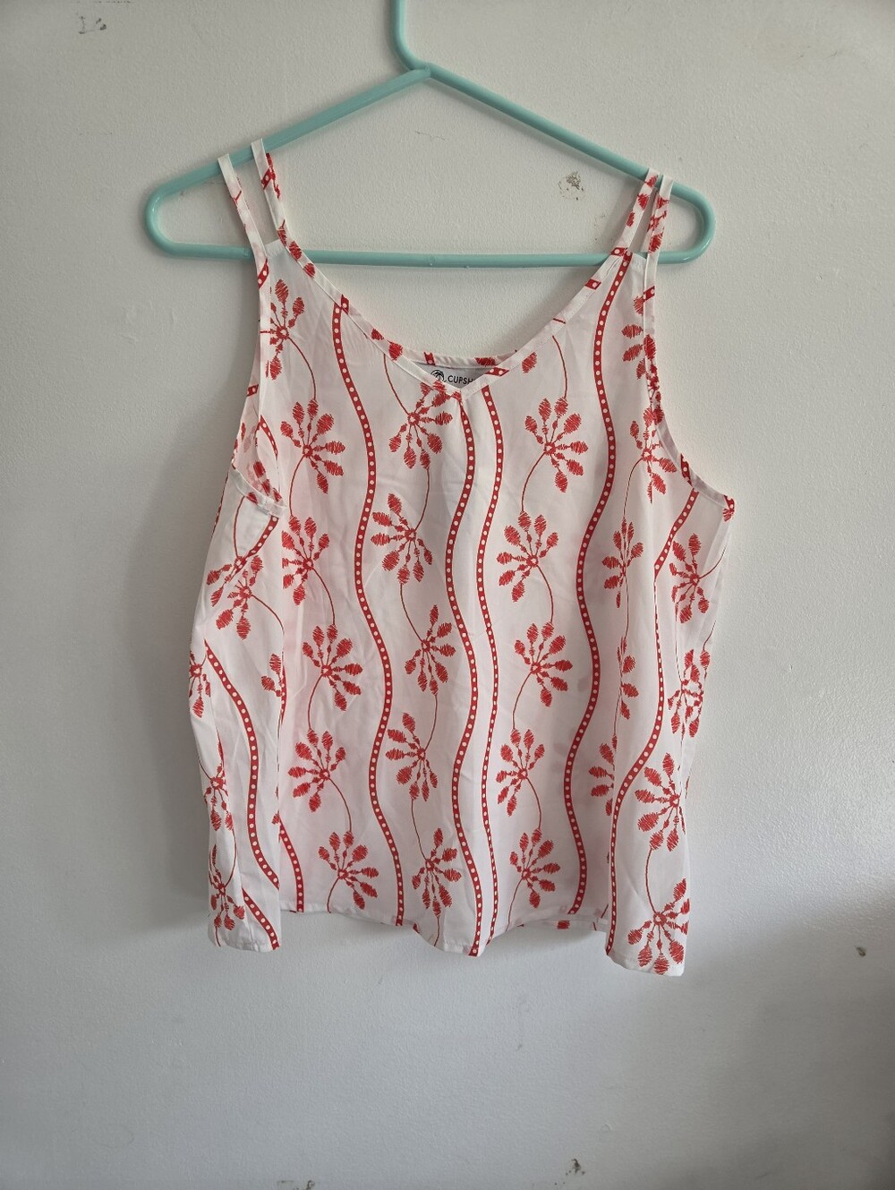CUPSHE Women's Large Red Floral Sleeveless Blouse